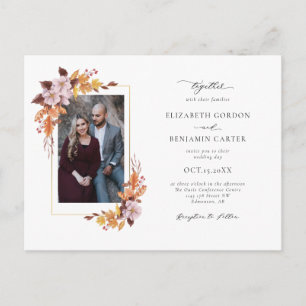 Postal Otoño Floral Boda Elegante Follaje Foto I