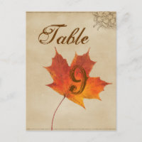 Otoño Naranja Caída Sale números de tabla Boda