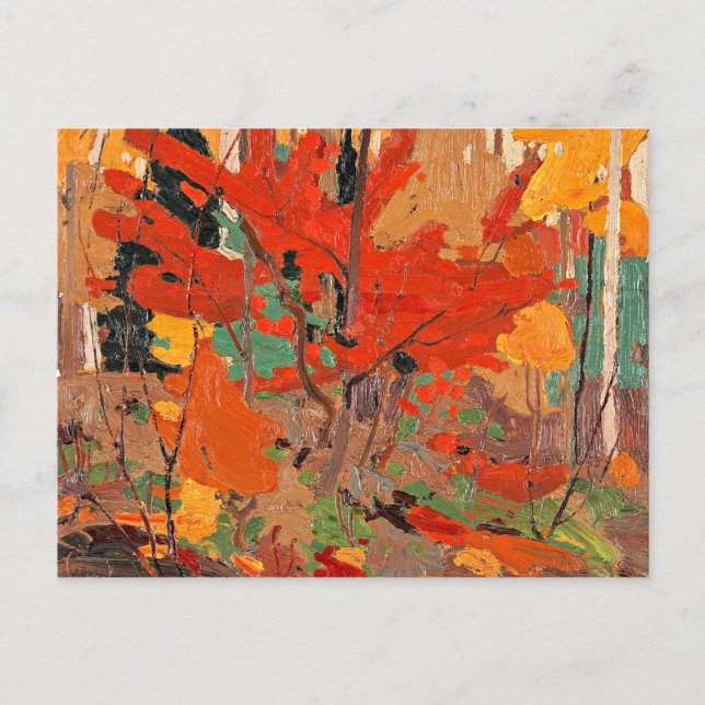 Postal Otoño-otoño, arte fino de Tom Thomson, (Anverso)