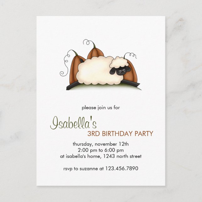 Postal Otoño Otoño ・ Ovejas y calabazas (Anverso)