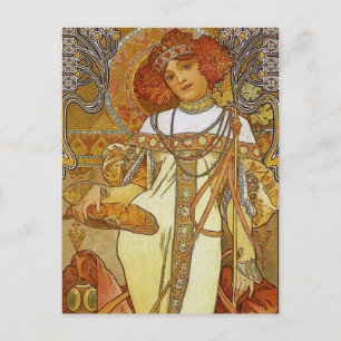 Postal "Otoño" por Alphonse [Alfons] Mucha