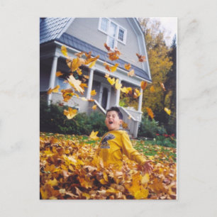 Postal Otoño Recuerde cuando las hojas fueron para jugar 