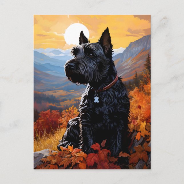 Postal Otoño Scottish Terrier (Anverso)