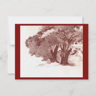 Postal Otoño Woodland Oak Trees Art