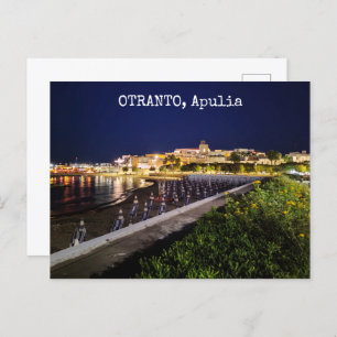 Postal Otranto personalizado de noche, Apulia, Italia,  