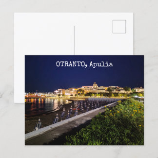 Postal Otranto personalizado de noche, Apulia, Italia,