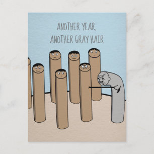 Postal Otro año Gray Hair Funny Old Birday Card