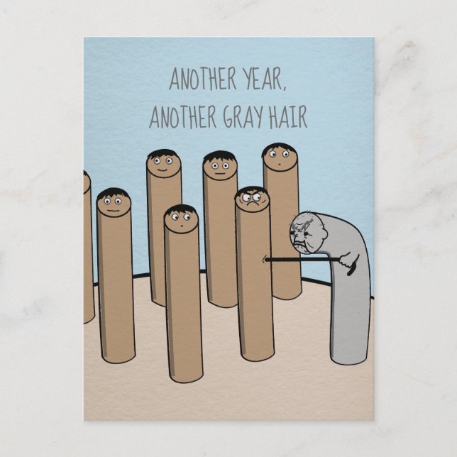 Postal Otro año Gray Hair Funny Old Birday Card (Anverso)