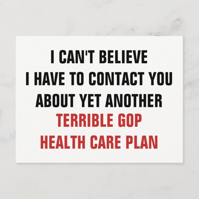 Postal Otro plan de salud terrible para el GOP (Anverso)