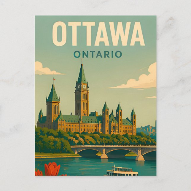 Postal Ottawa Canadá Parlamento Silueta Viaje (Anverso)