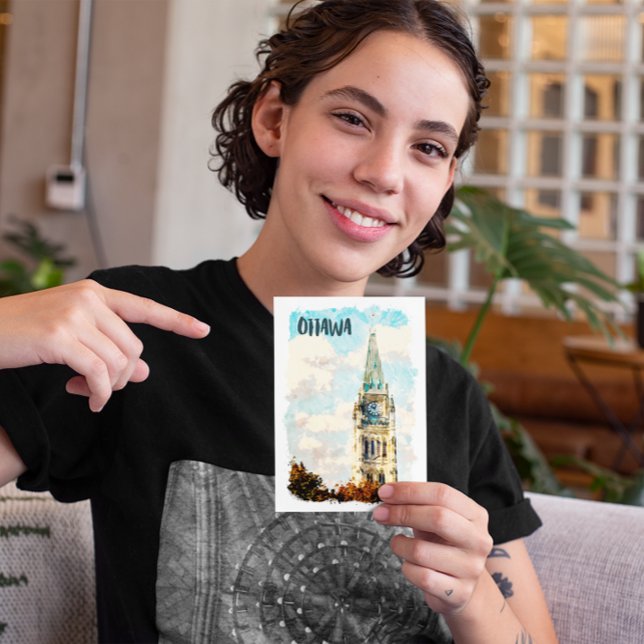 Postal Ottawa Canada Parliament Hill Watercolor (ottawa canada parliament postcard)