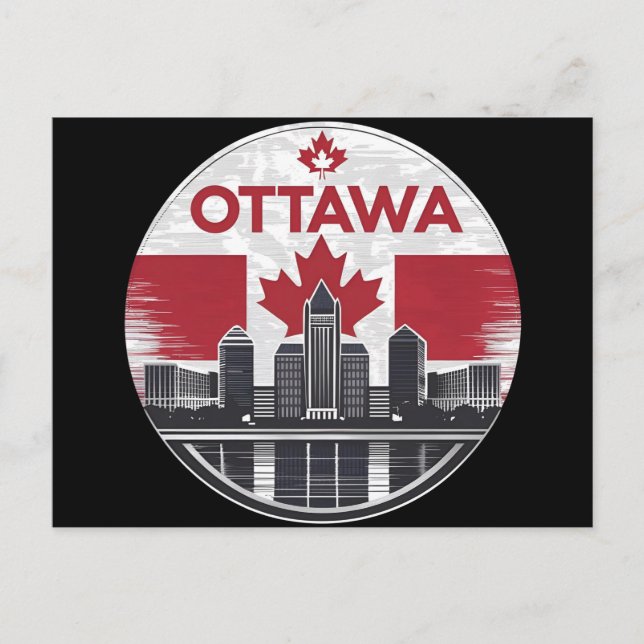 Postal Ottawa Canada Skyline Retro Cityscape (Anverso)