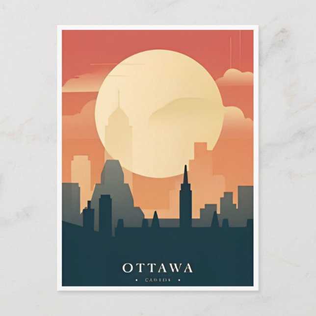 Postal Ottawa Canada Vintage Travel ilustracion retro (Anverso)
