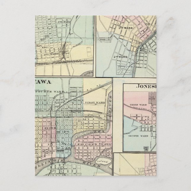 Postal Ottawa, LaSalle, Galena, Jonesboro y Sparta (Anverso)