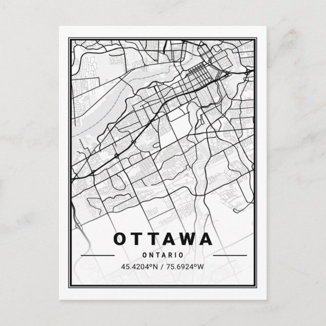 Postal Ottawa Ontario Canada Travel City Map Poster (Anverso)