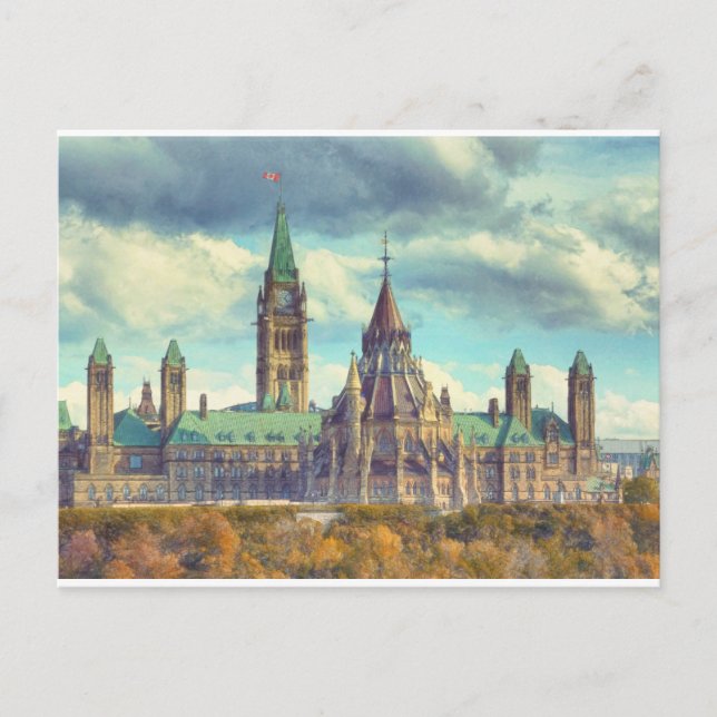 Postal Ottawa Parliament Hill Ontario Canada Art (Anverso)