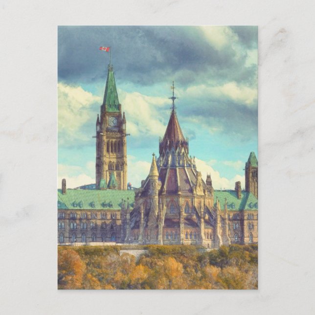 Postal Ottawa Parliament Hill Ontario Canada Art (Anverso)