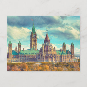 Postal Ottawa Parliament Hill Ontario Canada Art Postcard