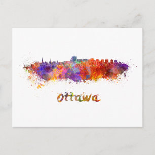 Postal Ottawa skyline in watercolor