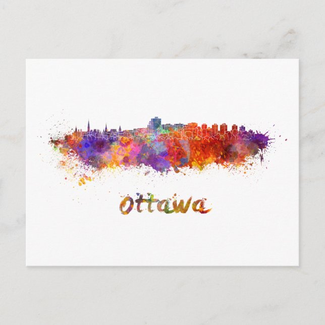 Postal Ottawa skyline in watercolor (Anverso)