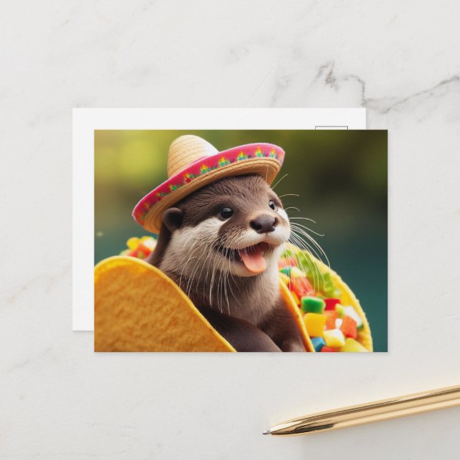 Postal Otter Con Tacos Adorables (Anverso/Reverso In Situ)