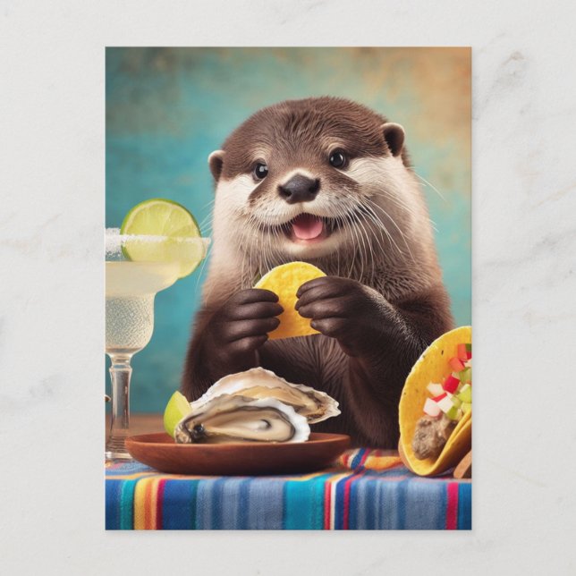 Postal Otter Eating Tacos y Osysters (Anverso)