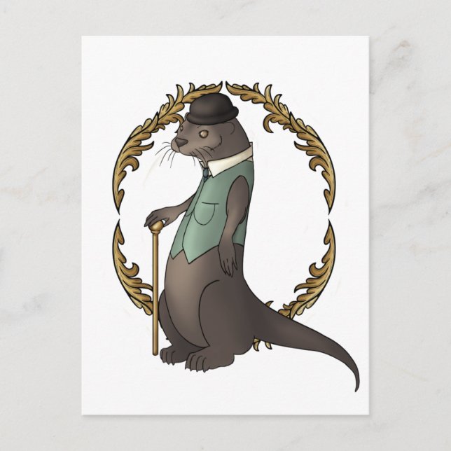 Postal Otter en un Gorra de Waistana y Bowler (Anverso)