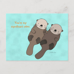 Postal Otter Holding Hands Postcard Cute Otter Pareja