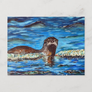 Postal Otter in the Waves Painting