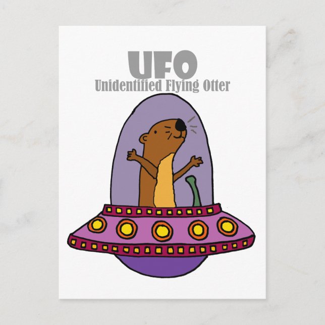 Postal Otter marino divertido OFO Otorgador volador no id (Anverso)