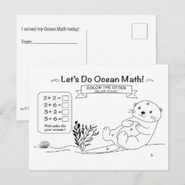 Postal Otter Math Coloring Postcard