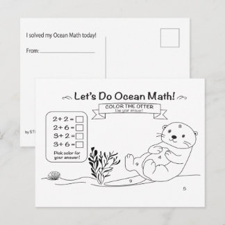Postal Otter Math Coloring Postcard