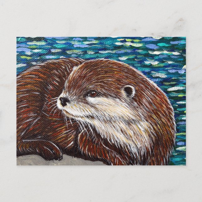 Postal Otter on a Rock Painting (Anverso)