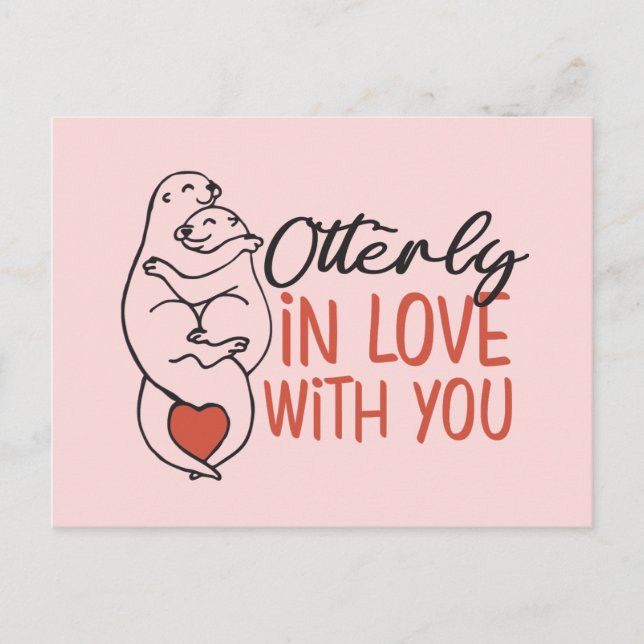 Postal Otter Pun Funny El día de San Valentín (Anverso)