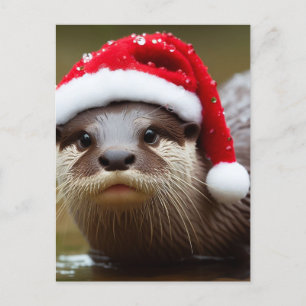 Postal Otter Santa Hat Adorable