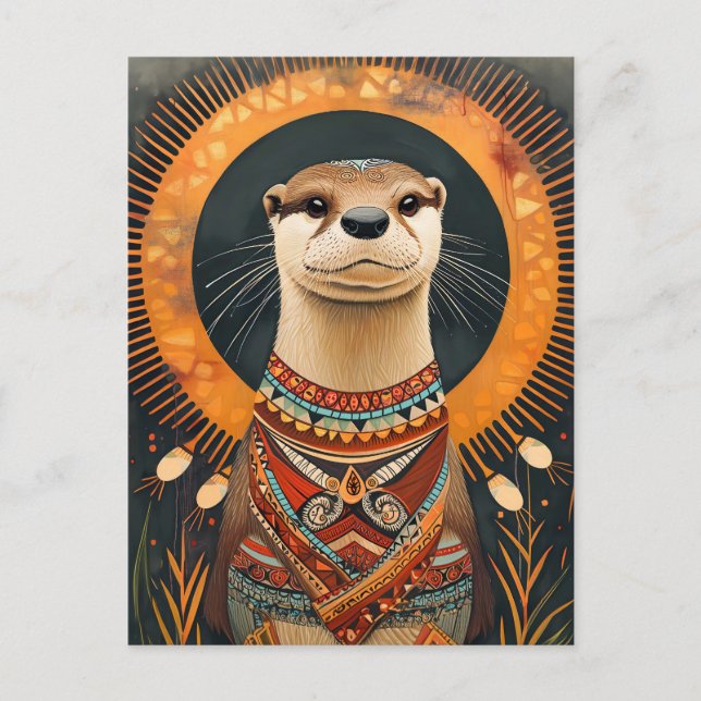 Postal Otter Totem – Playful Deco Spirit (Anverso)