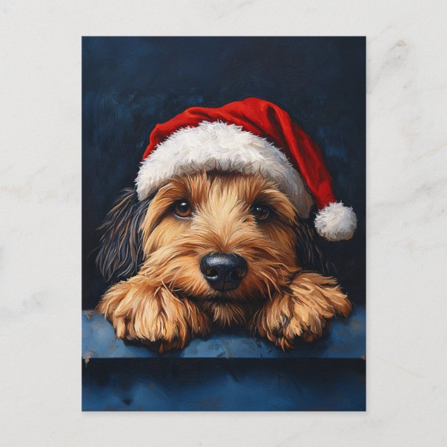 Postal Otterhound En Un Sombrero Santa (Anverso)
