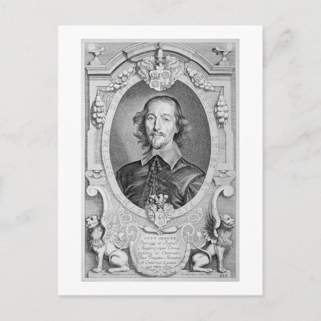 Postal Otto von Guericke (1602-86) de 'Portraits des Ho (Anverso)