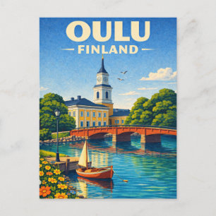 Postal Oulu Finlandia Viajes Vintage Escandinavo