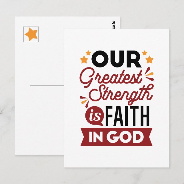 Postal Our Greatest Strength Is Faith in God Quote (Anverso / Reverso)