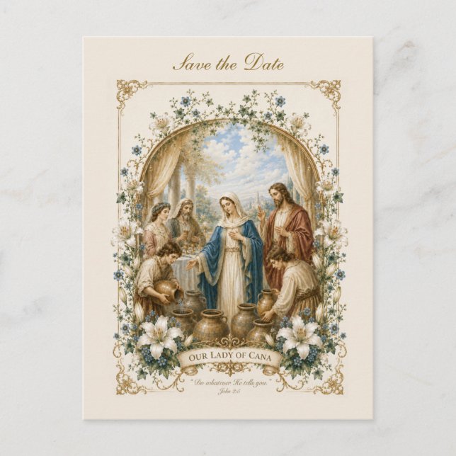 Postal Our Lady of Cana Save the Date Wedding (Anverso)