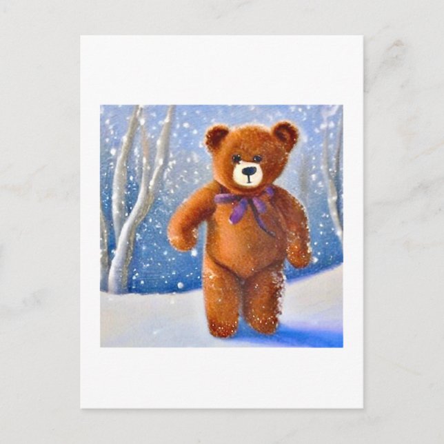 Postal Ourson dans la neige (Anverso)