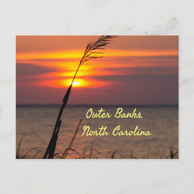 Postal Outer Banks North Carolina Beach Sunset Naranja Sk (Anverso)
