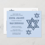 Postal OUTLINE LETTER STAR of DAVID Custom QR BAR Mitzvah<br><div class="desc">Perfect postcard to announce a bar or bat mitzvah! Hand made art for you with star of david design on the front and QR code on back side! FULLY CUSTOMIZABLE! Click on “Personalize” above to edit the text. Click "edit using design tool" to adjust the fonts, colors and placements and...</div>