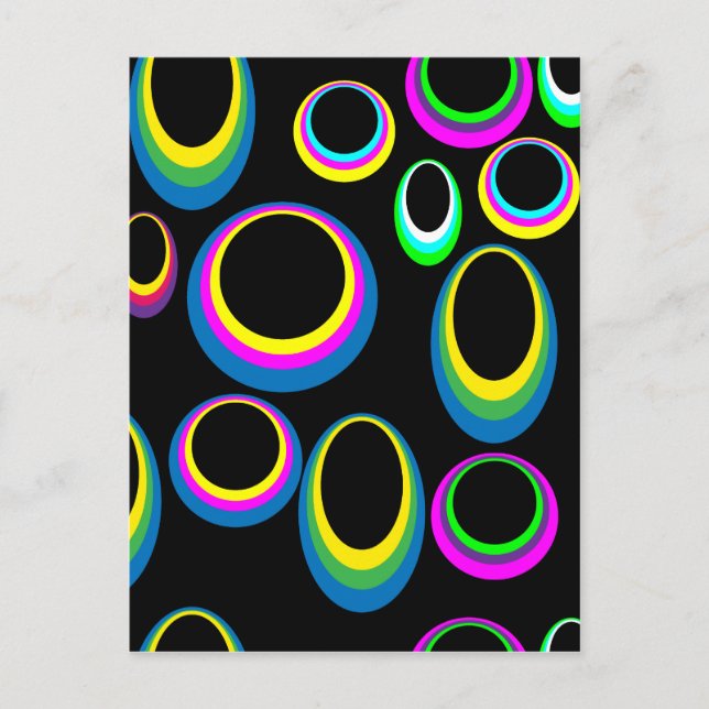 Postal Ovalos de color Hippie retro (Anverso)