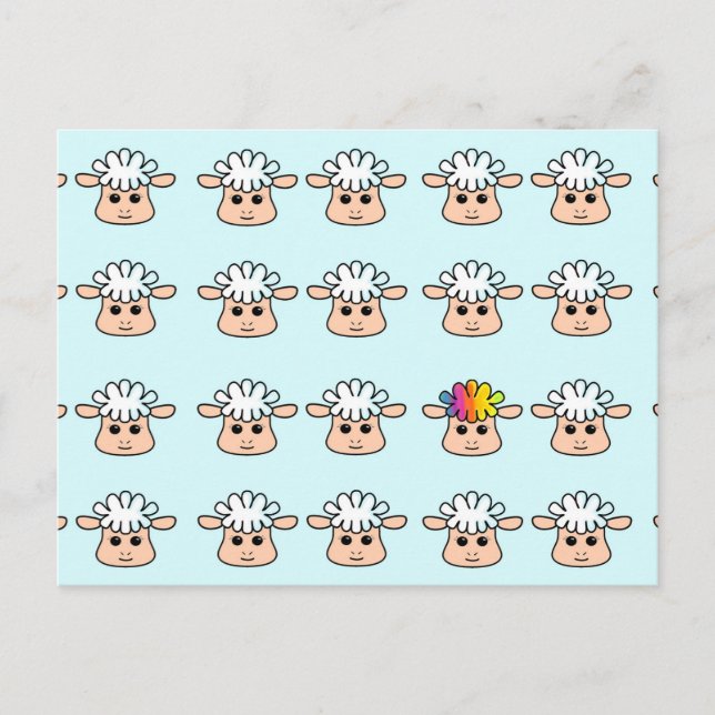 Postal oveja arco iris (Anverso)