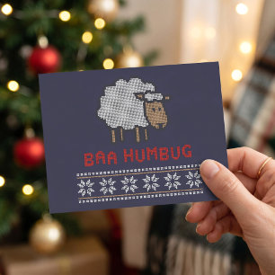 Postal Oveja de Navidad Baa Humbug