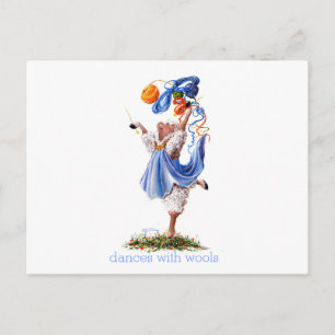 Postal Oveja divertida Incognito Art "Bailes con lana"