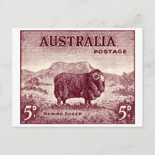 Postal Oveja Merino Australiana 1934