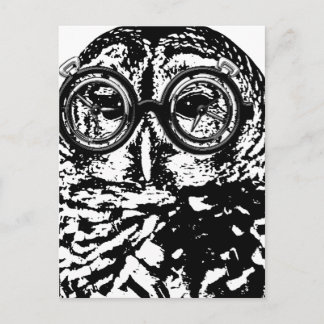 Postal Oveja monocromática en blanco y negro con gafas